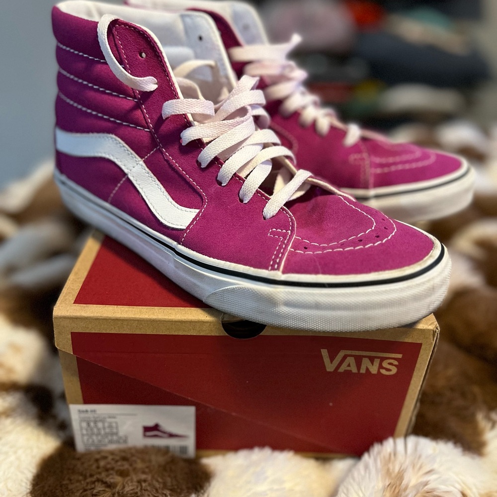 Vans Sk8- Hi High-Top Sneakers - Fuchsia Red/True White